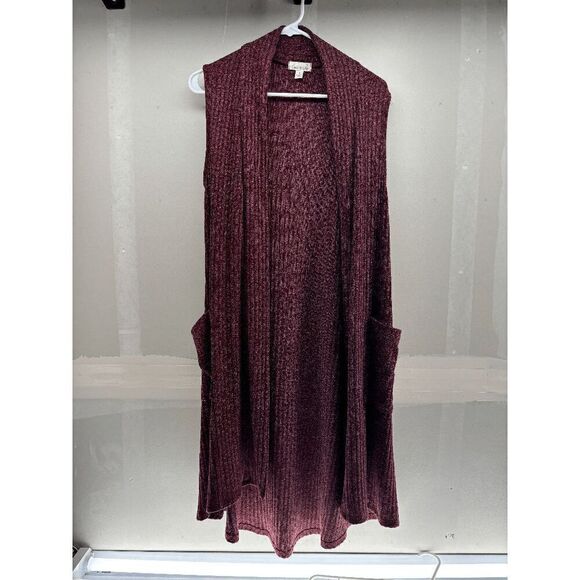 Emi & Joe Red Wrap Around Knit Shawl Jacket Scarf Size Small - Picture 1 of 3